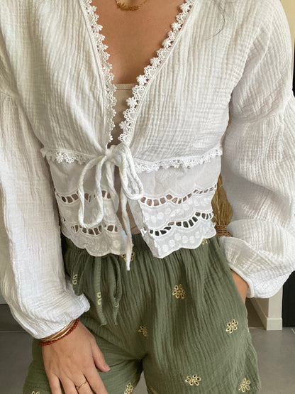 Blouse en gaze de coton blanche