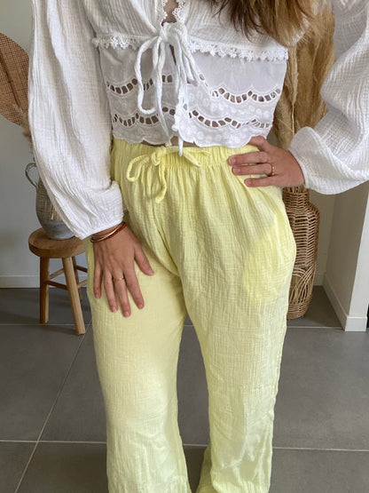 Pantalon gaze de coton Jaune
