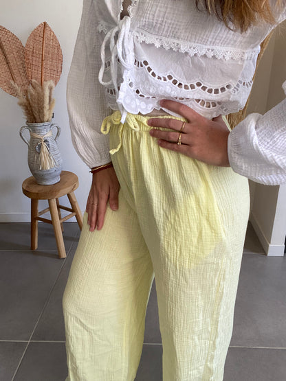 Pantalon gaze de coton Jaune