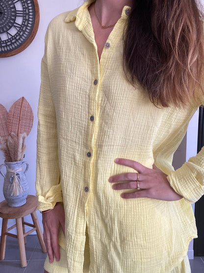 Chemise en gaze de coton Jaune