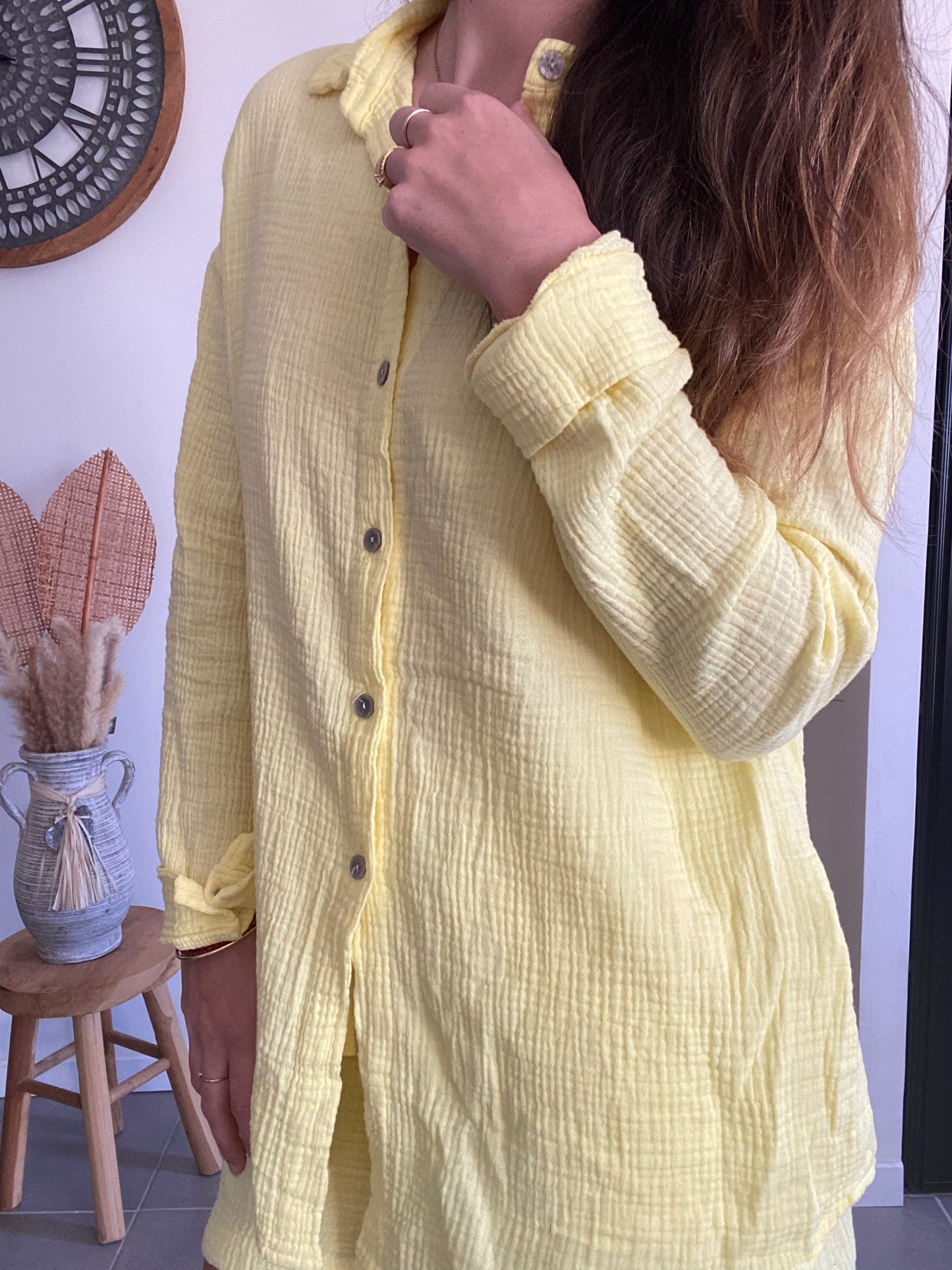 Chemise en gaze de coton Jaune