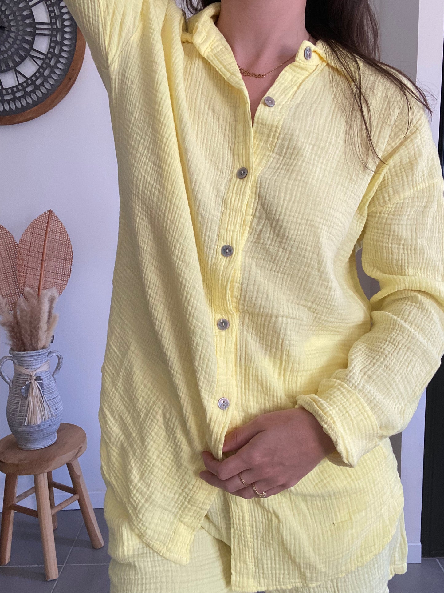Chemise en gaze de coton Jaune